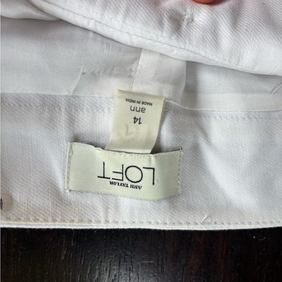 LOFT white linen trousers slacks - wide leg, worn once - Picture 4 of 10